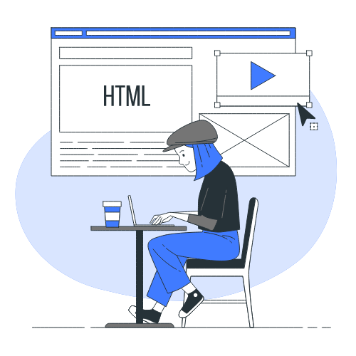 Illustration d'un developpeur web en train de créer son code